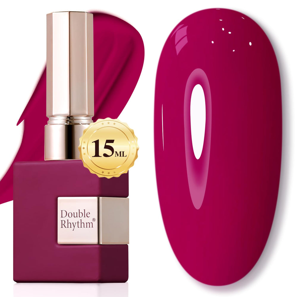 Double Rhythm wine red gel polish bottle ready for manicure