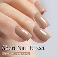 Double Rhythm Deep Khaki swatch on nail demonstrates natural color