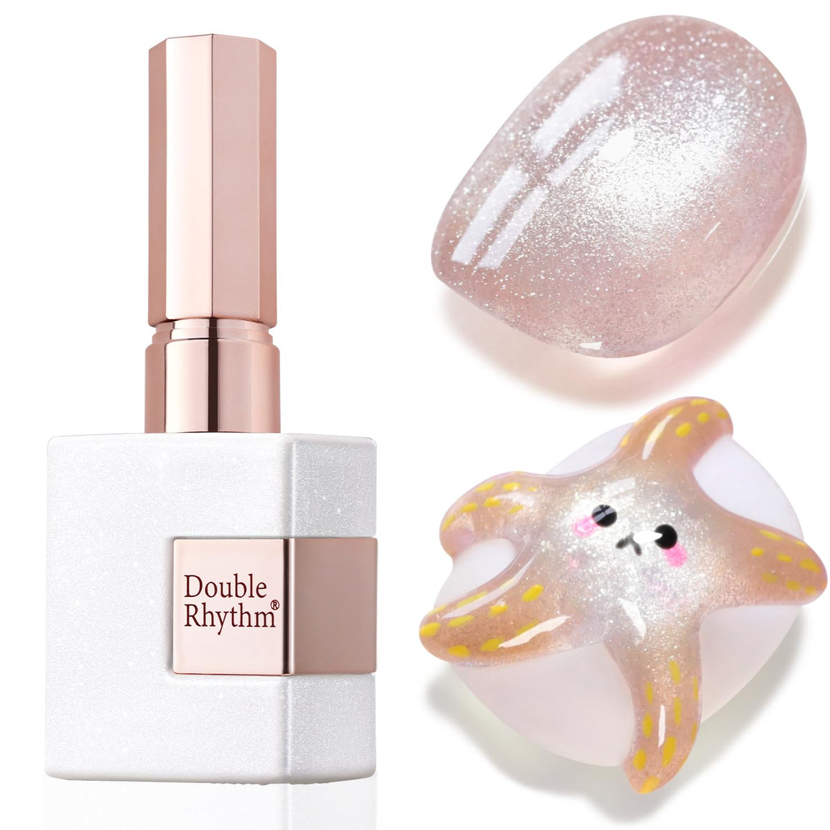 Double Rhythm gel ojo de gato nude MC1020 en botella para uñas brillantes