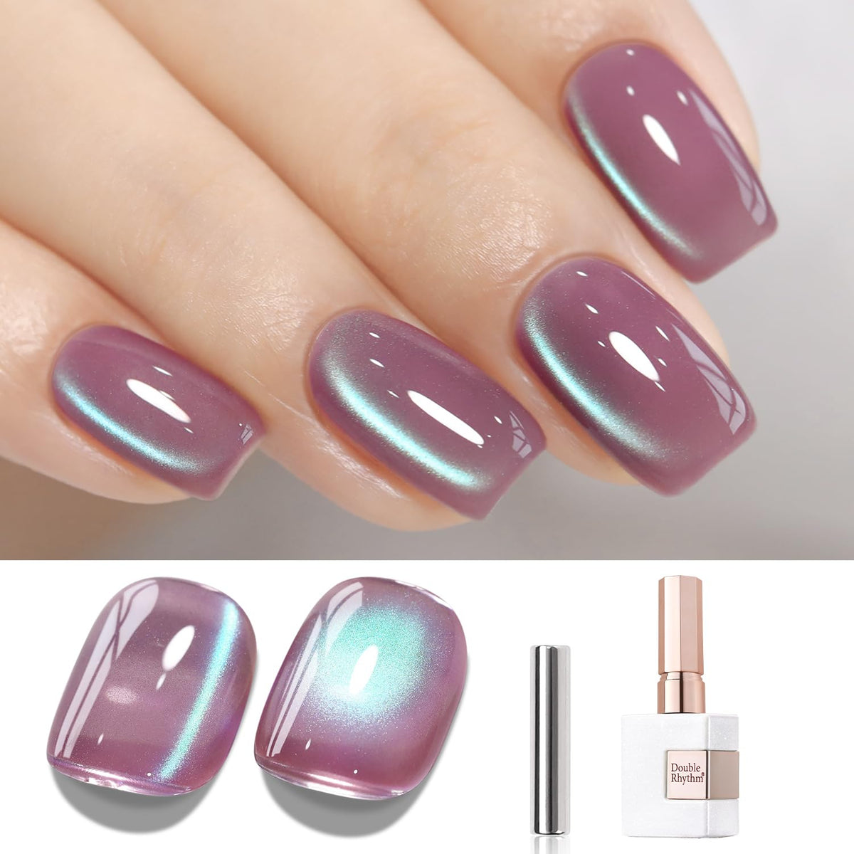 Double Rhythm gel uñas cat-eye 15ml con efecto ojo de gato para uñas modernas.