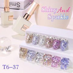 Double Rhythm blue glitter gel polish swatch for cool-toned shine