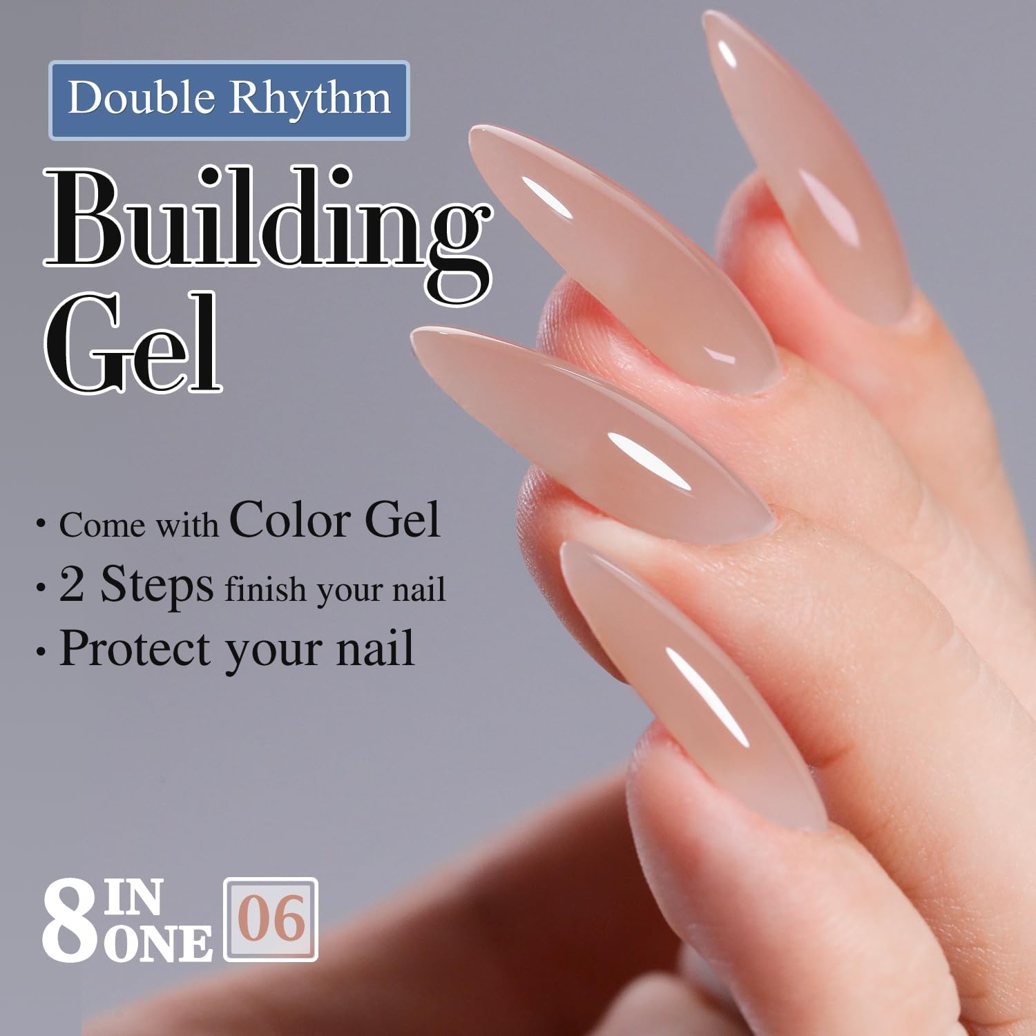 Double Rhythm soak-off UV gel for easy removal and long wear.