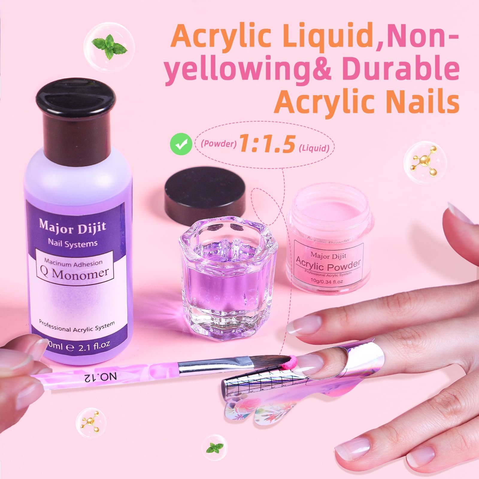 DouborQ 60ml acrylic liquid bottle for strong nail adhesion.