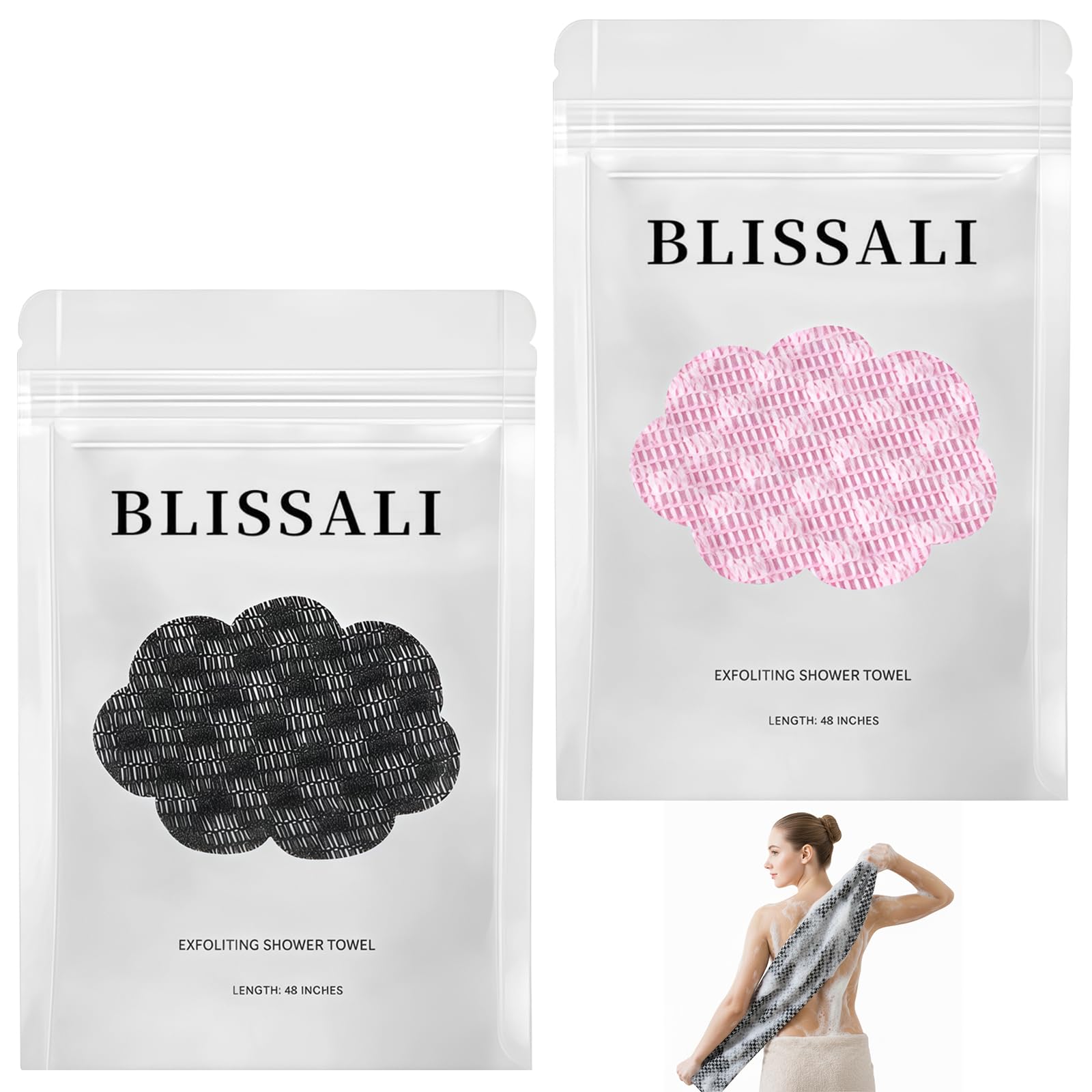 DOUNIU Blissal exfoliating towel front view for a full-body spa-like cleanse