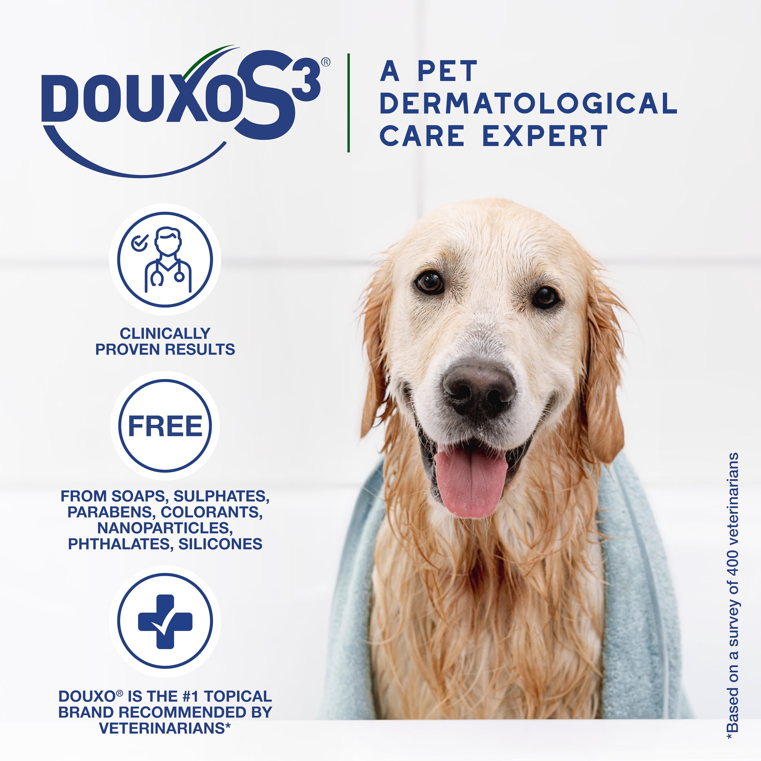 Coat looks soft and shiny after mousse treatment with DOUXO