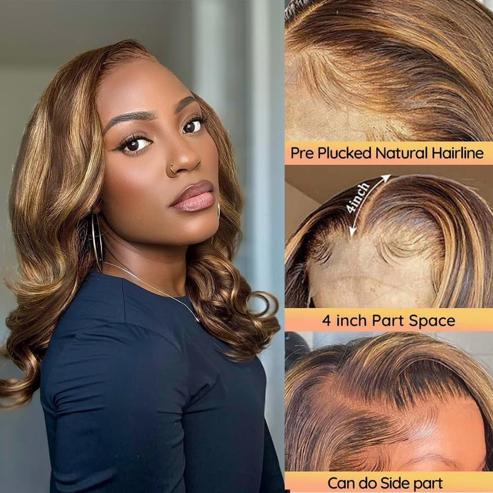 HD lace front 13x4 wig provides seamless parting and realistic hairline.