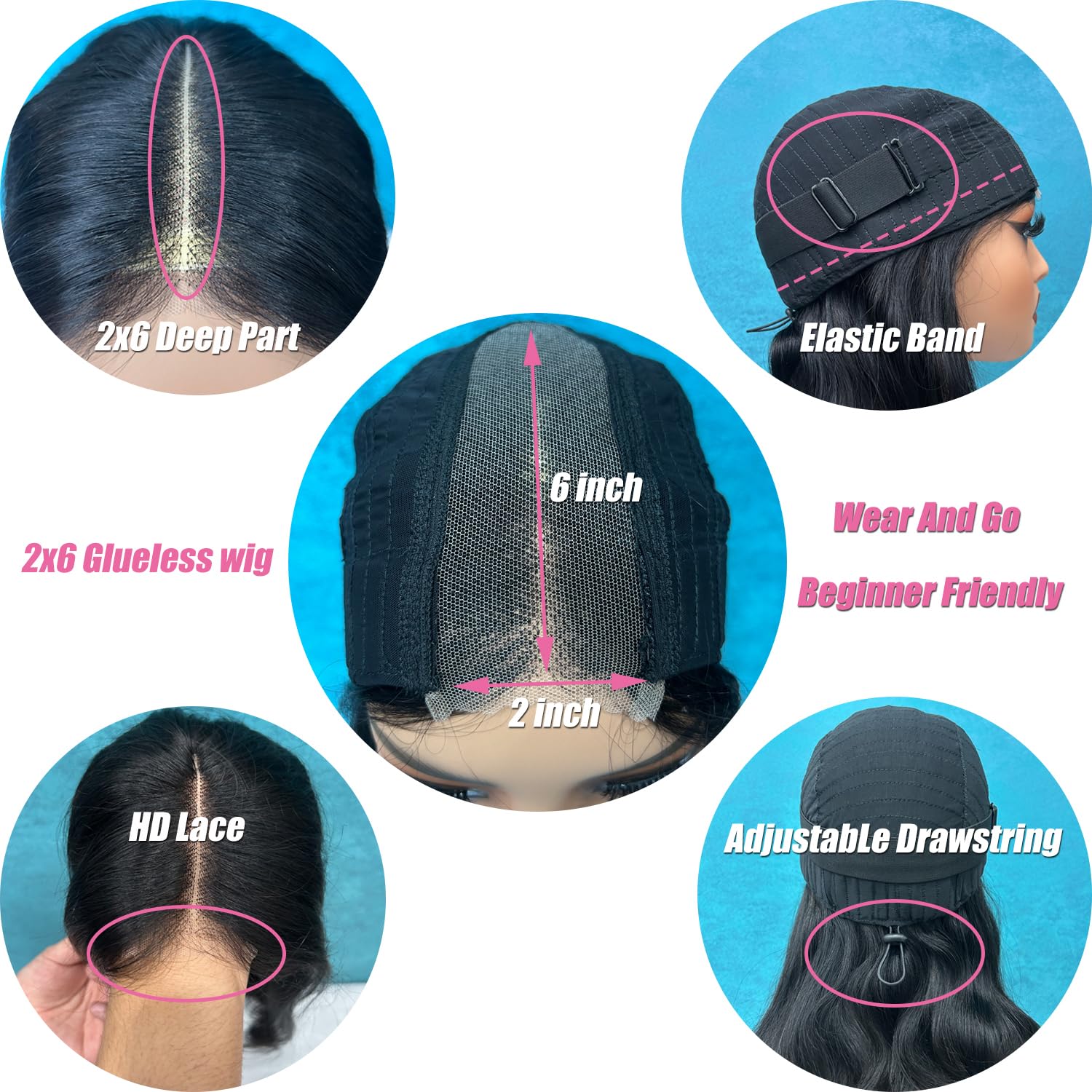 Douyin 2x6 lace closure shows secure fit and middle parting.