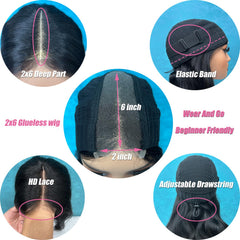 Douyin 2x6 lace closure shows secure fit and middle parting.