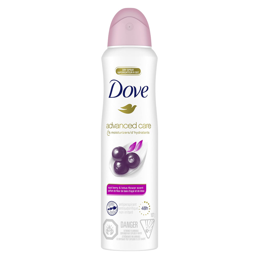 Dove Advanced Care Acai Berry & Lotus Flower envase principal con aroma suave