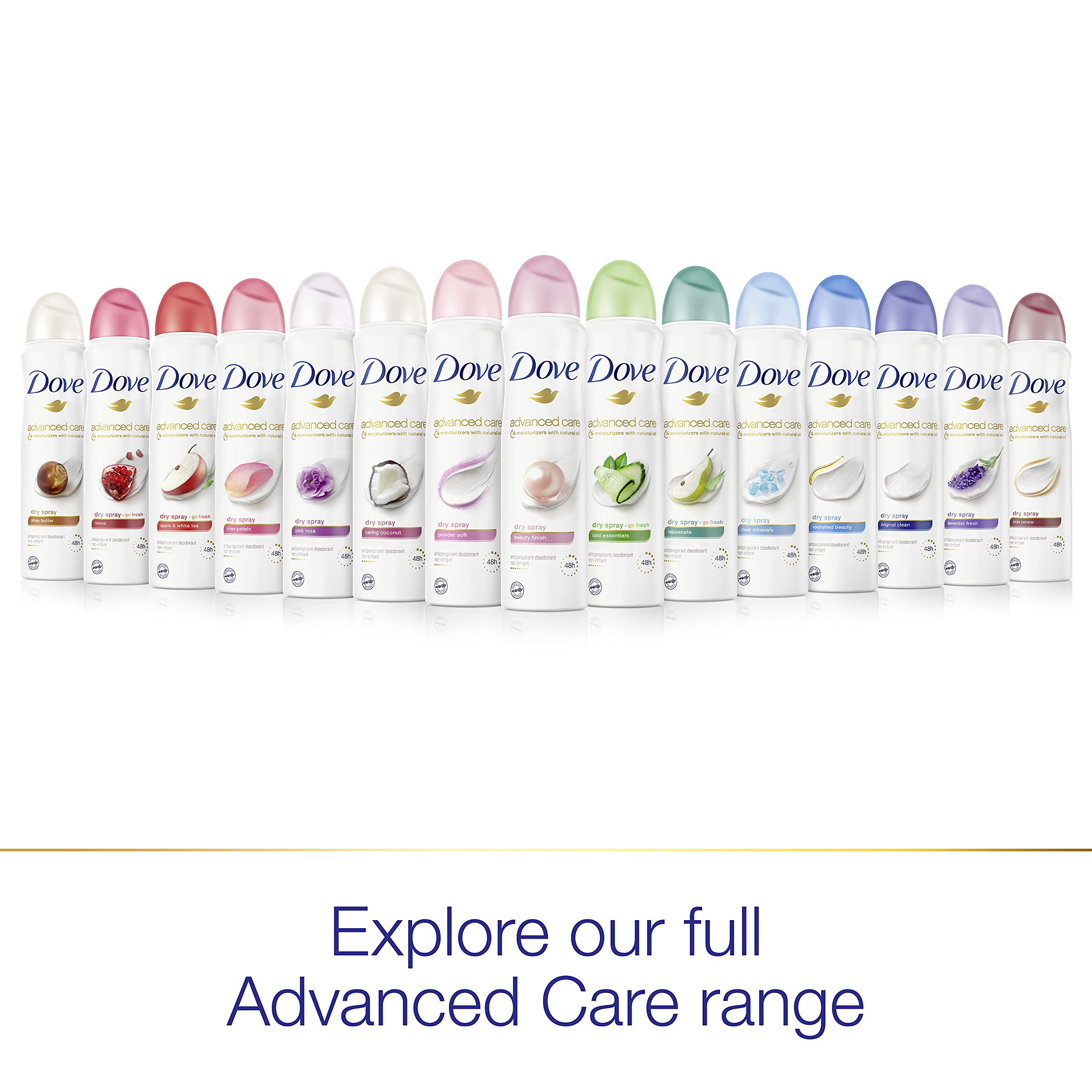 Dove Advanced Care Caring Coconut dry spray soft underarms shown after use.