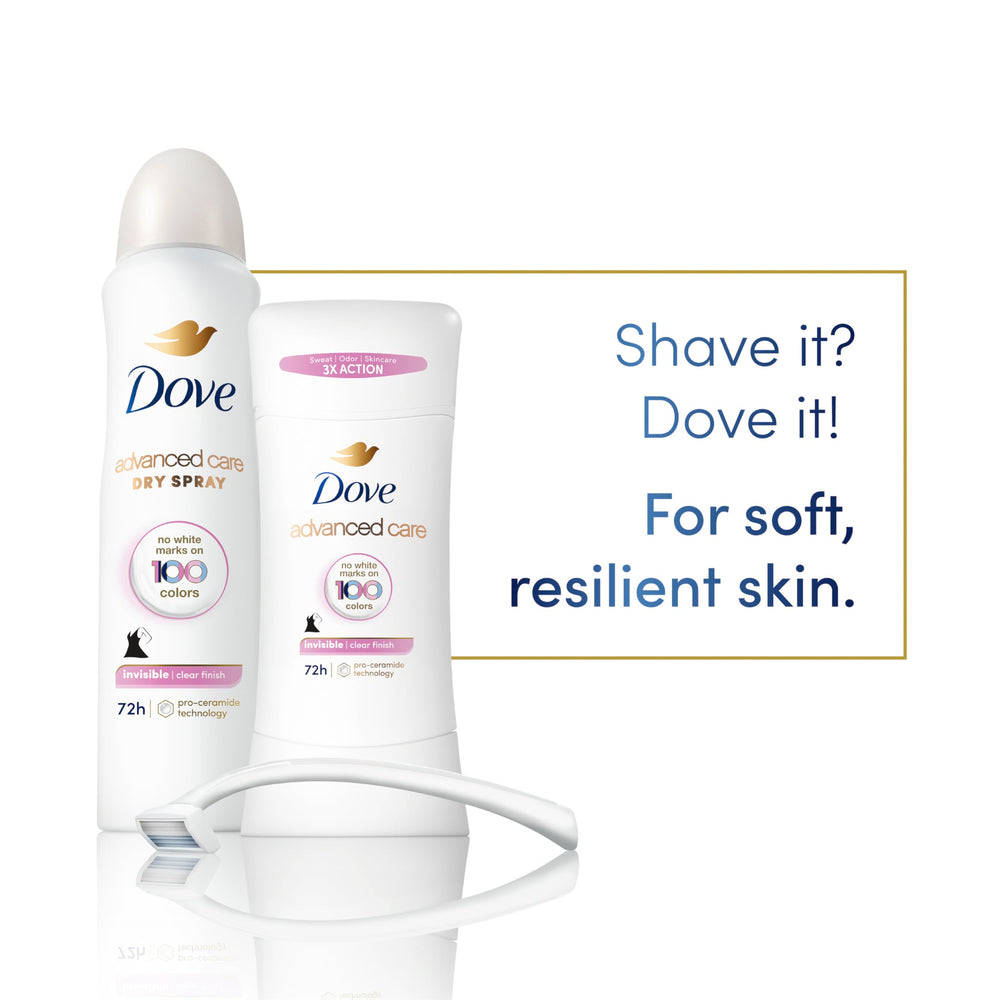 Dove Advanced Care Clear Finish showing no white marks on fabrics.