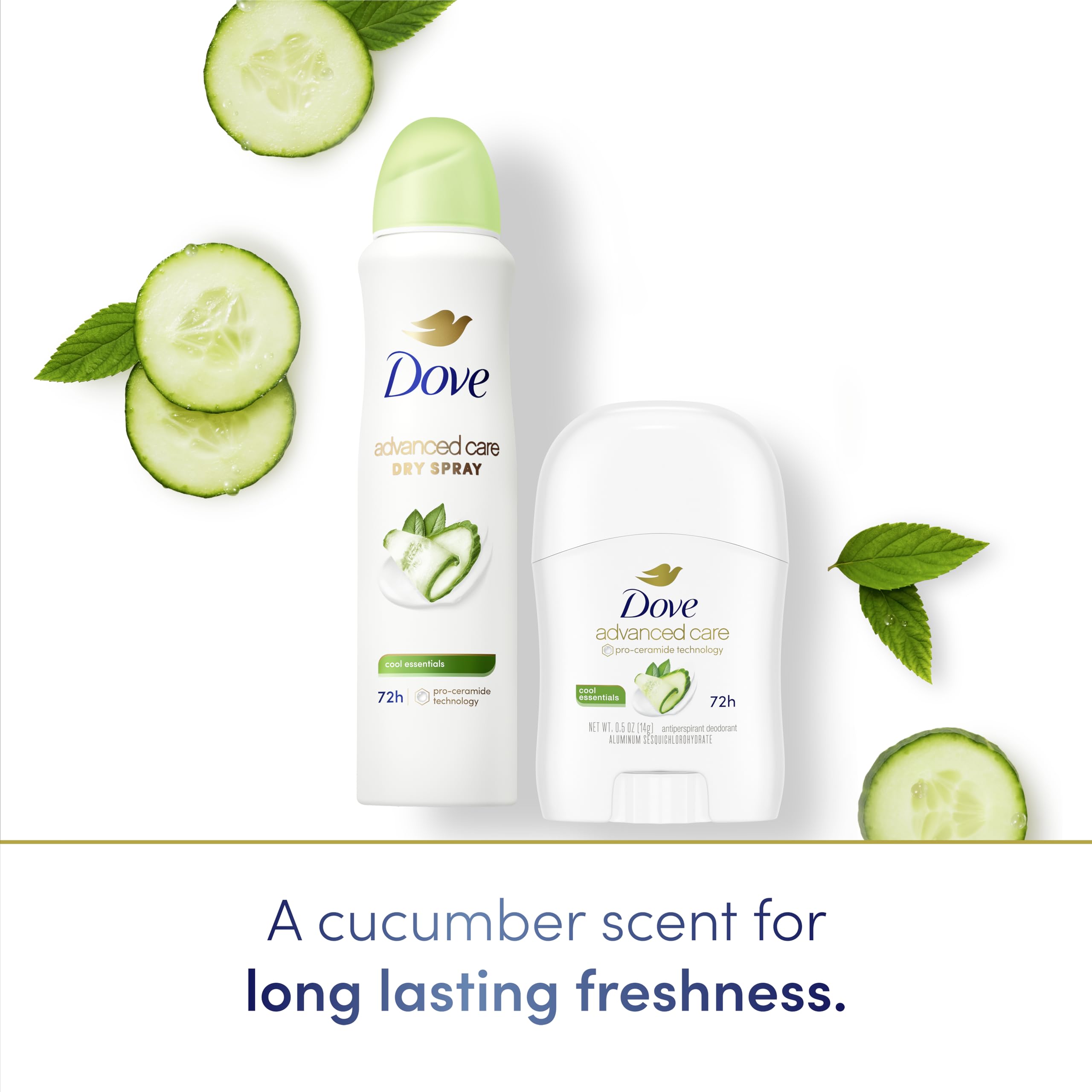 Juicy pear and crisp cucumber scent on Dove Advanced Care Cool Essentials.