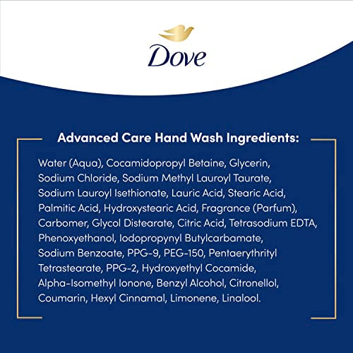 Etiqueta de Dove Cuidado Avanzado, diseño claro y confiable.