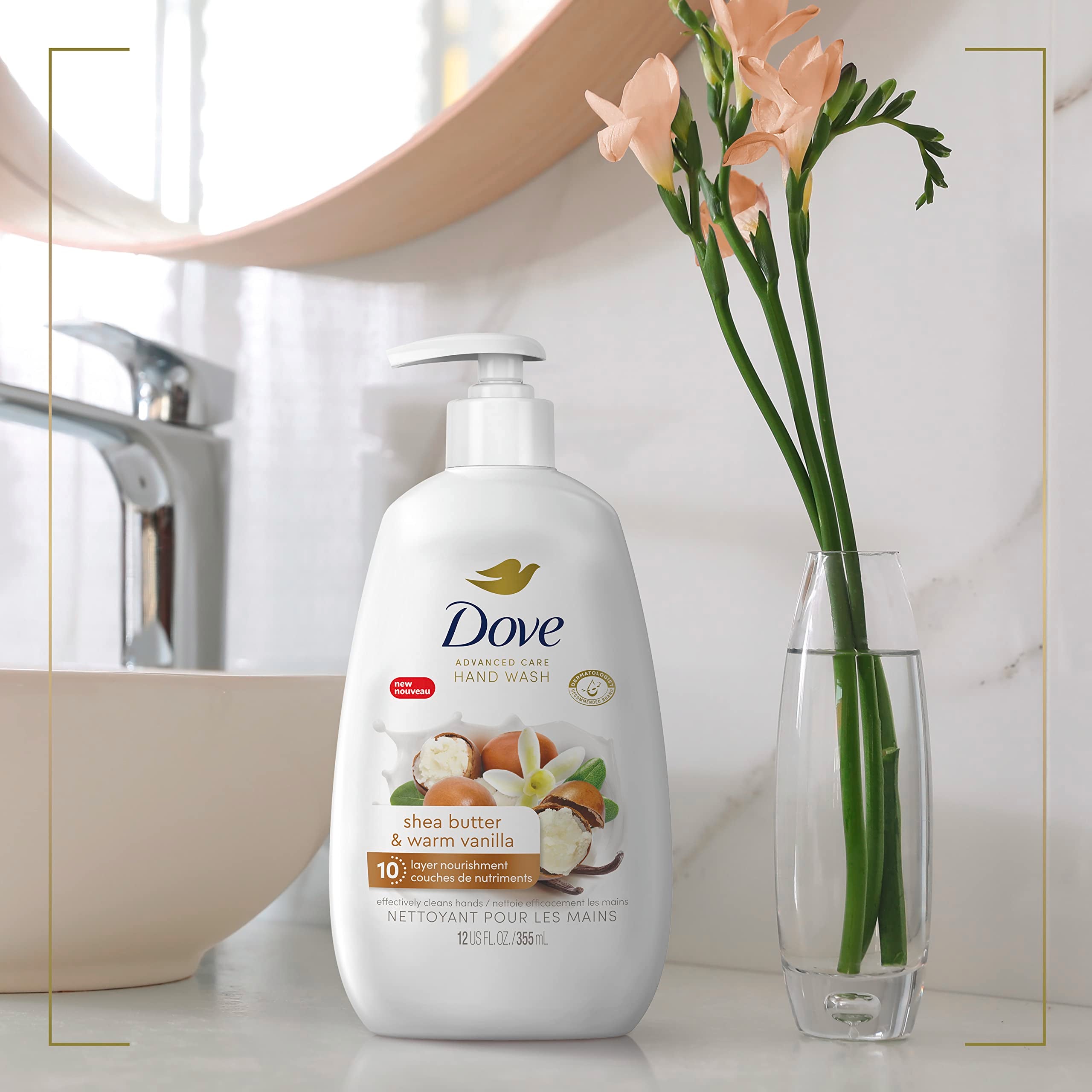 Dove Advanced Care Jabon Mano textura-sedosa ofrece limpieza suave y agradable.