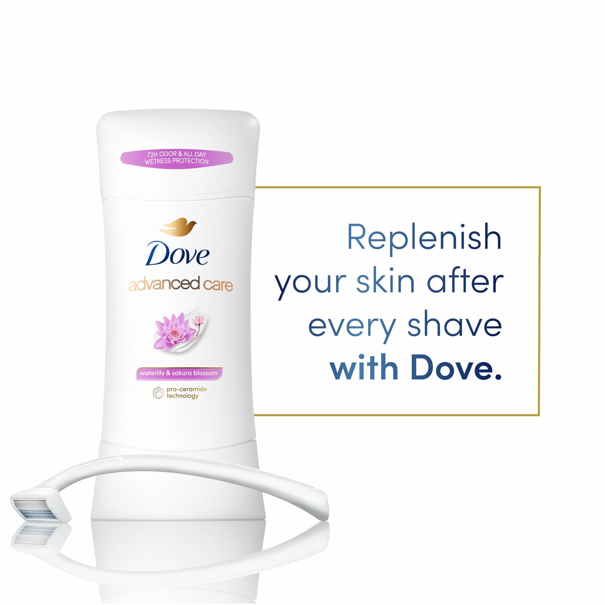 Close-up of Dove Advanced Care Pro Ceramide technology on skin