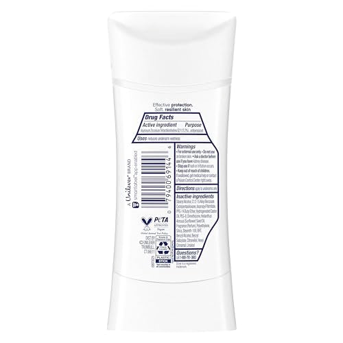 Dove Advanced Care Rejuvenate stick closeup shows ceramide boost for skin barrier support after shaving