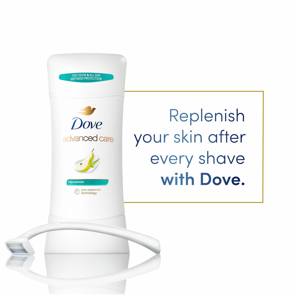 Dove Advanced Care Rejuvenate underarm area emphasizes daily use after shaving