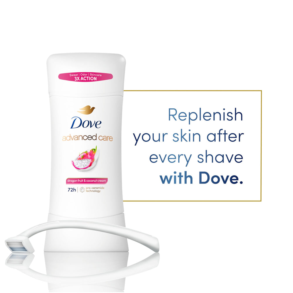 Dove Advanced Care ayuda a reparar la barrera cutánea después del afeitado.