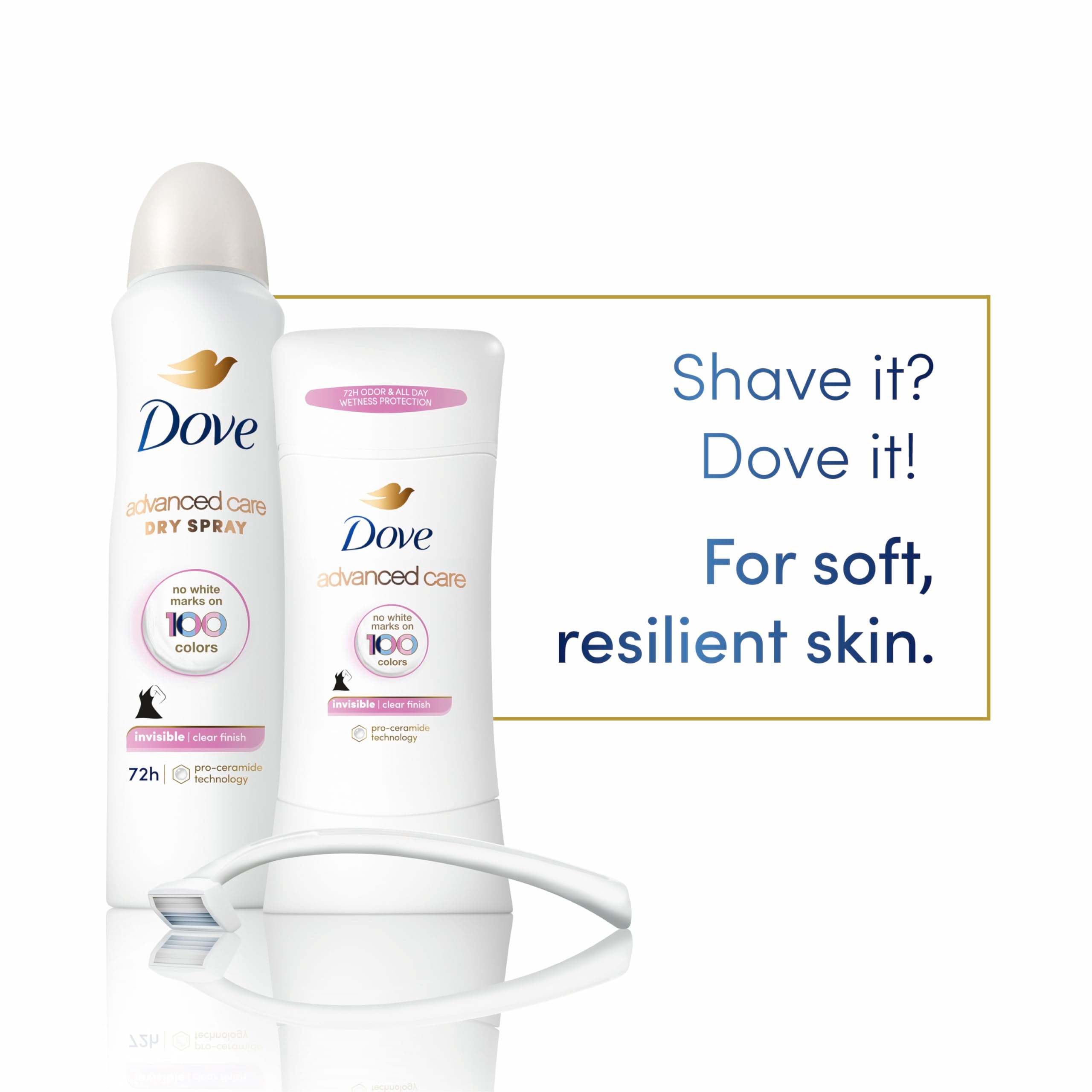 Dove Advanced Care ayuda a reparar la barrera cutánea tras el afeitado.