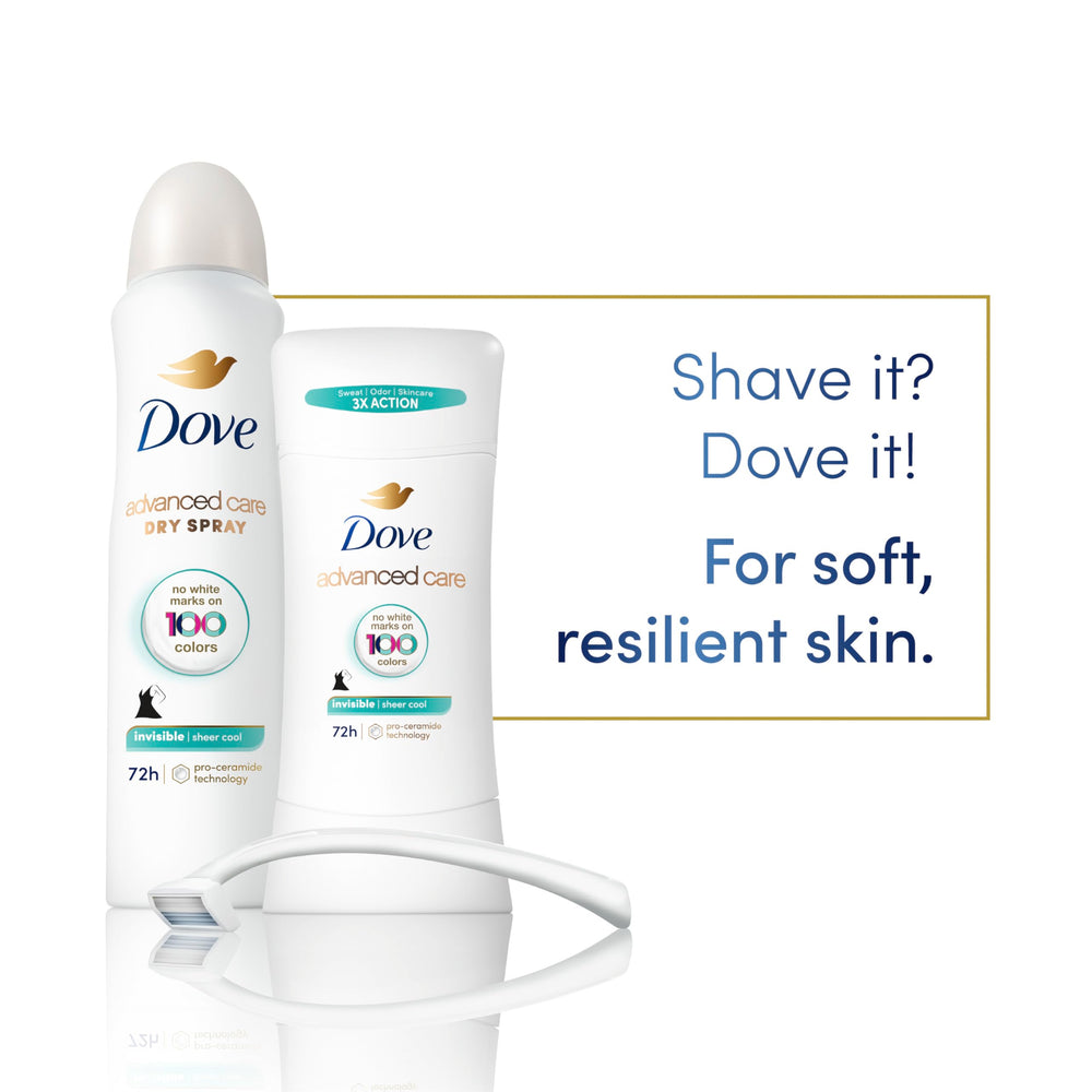 Dove Advanced Care Sheer Cool Pro-Ceramide technology supports skin barrier after shaving