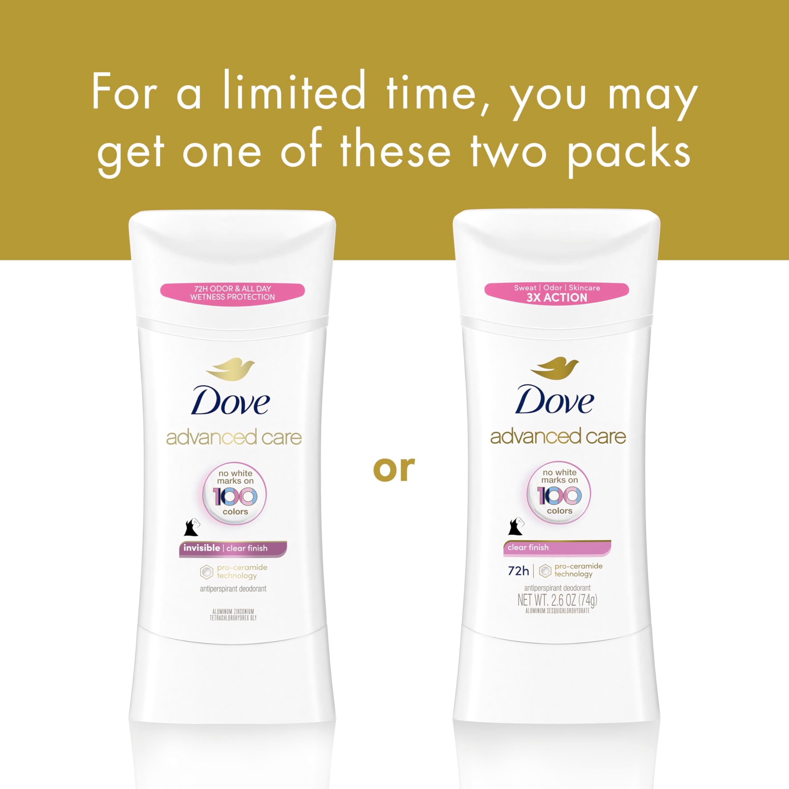 Dove Advanced Care stick being applied in light circular motions.