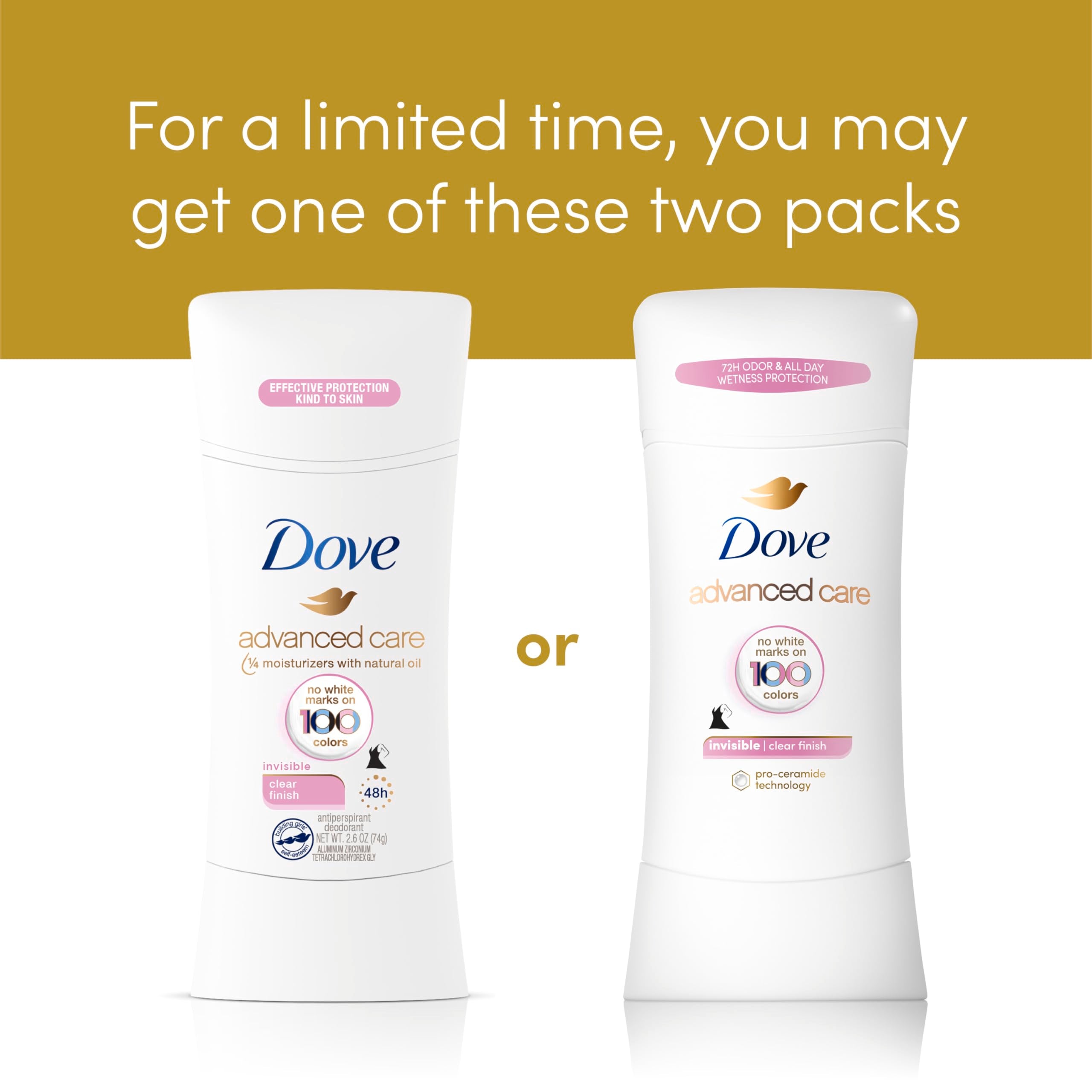 Dove Advanced Care stick gliding on underarm for comfortable protection