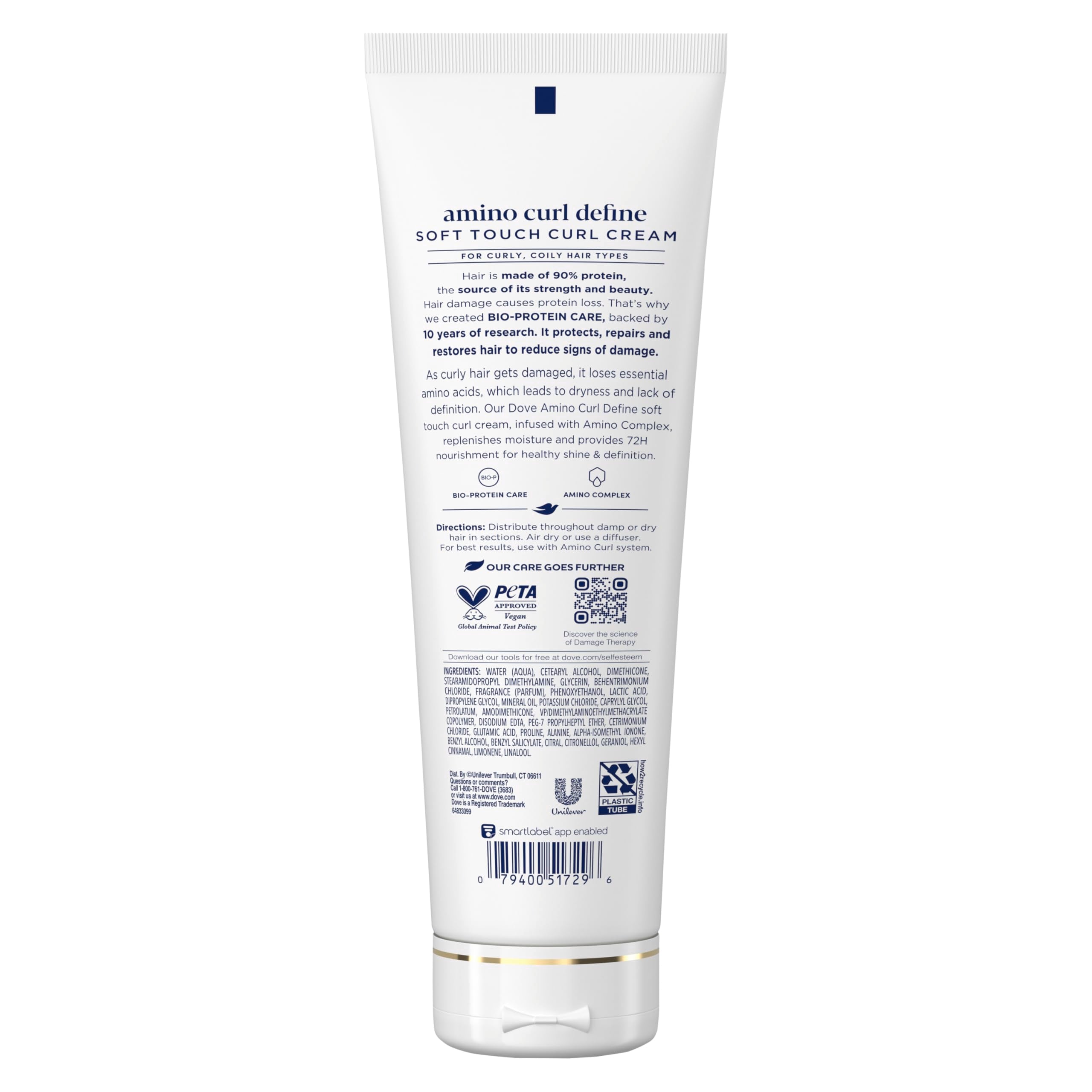 Aplicación de Dove Amino Curl Cream para rizos, peinado diario