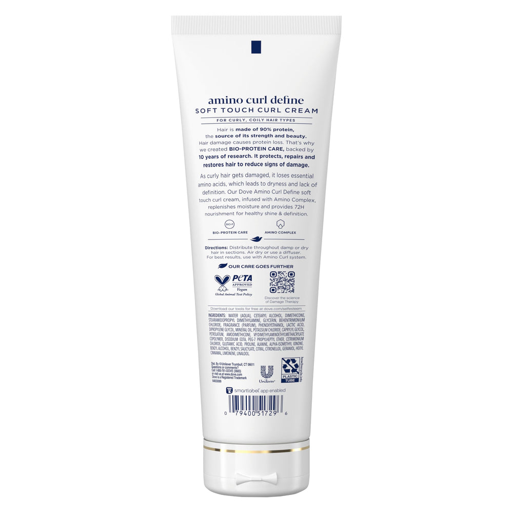 Aplicación de Dove Amino Curl Cream para rizos, peinado diario