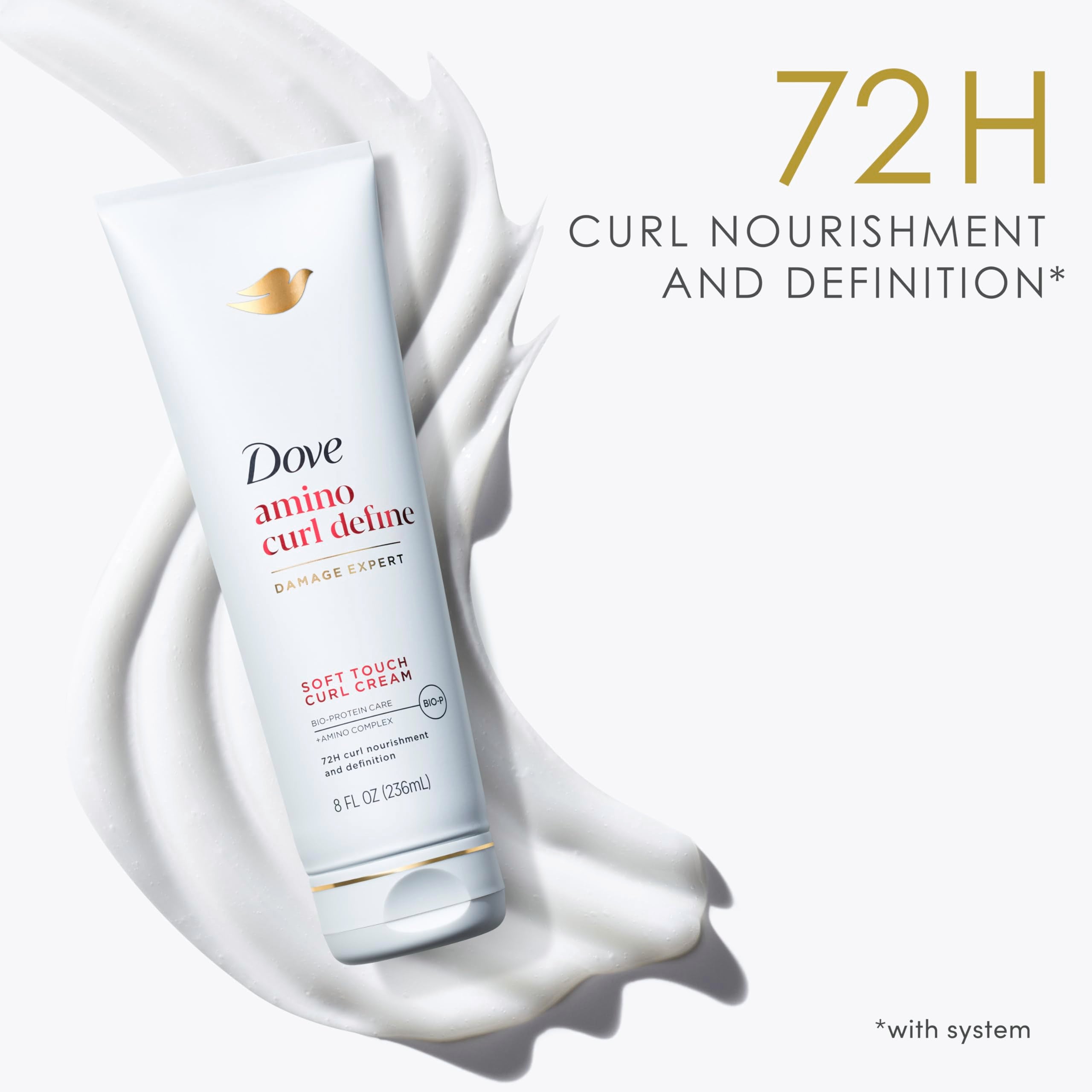 Textura de Dove Amino Curl Cream en rizos para definición