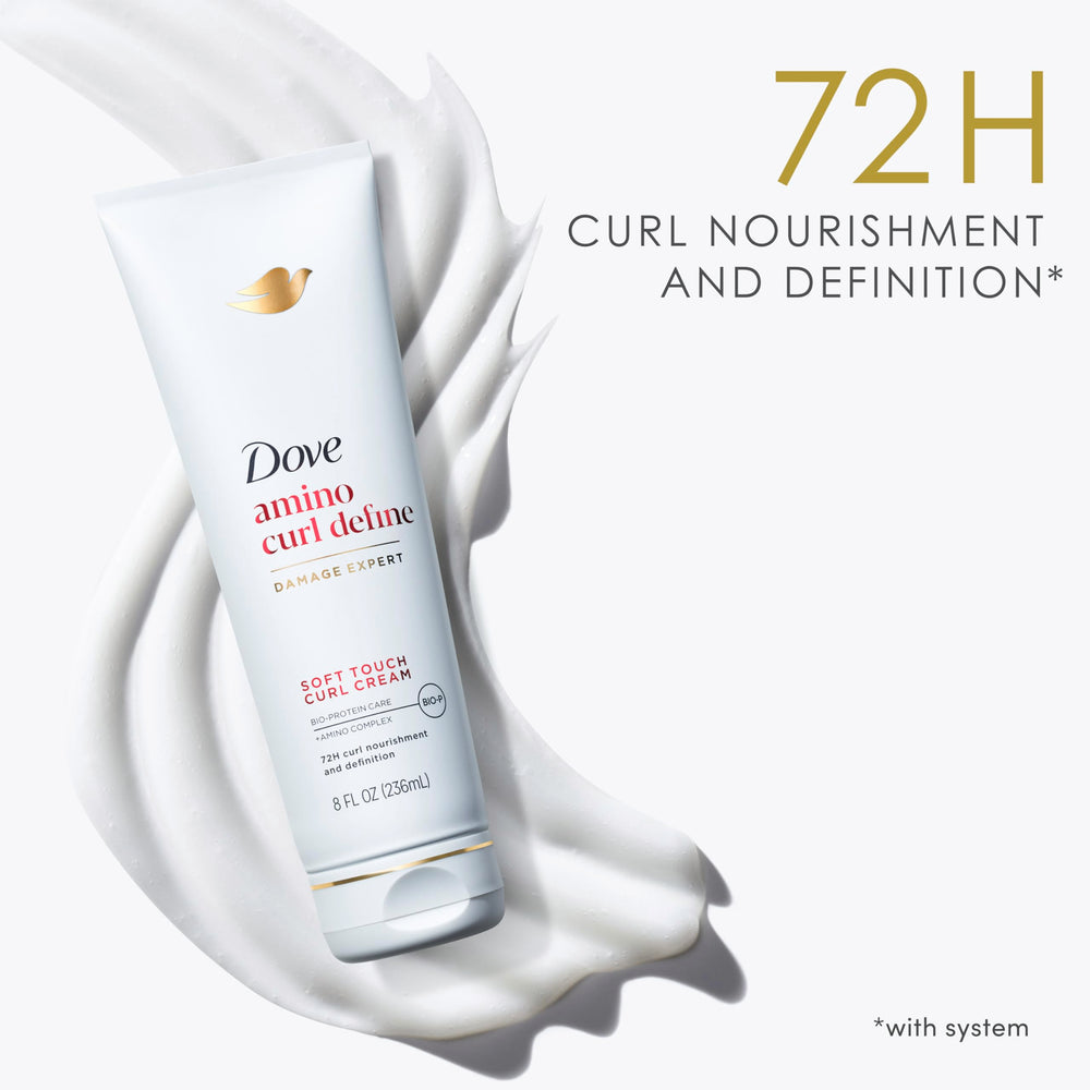 Textura de Dove Amino Curl Cream en rizos para definición