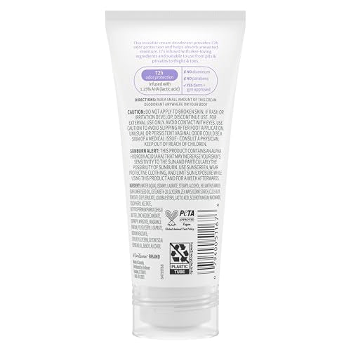 Aplicación invisible del desodorante crema, sin manchas en la piel.