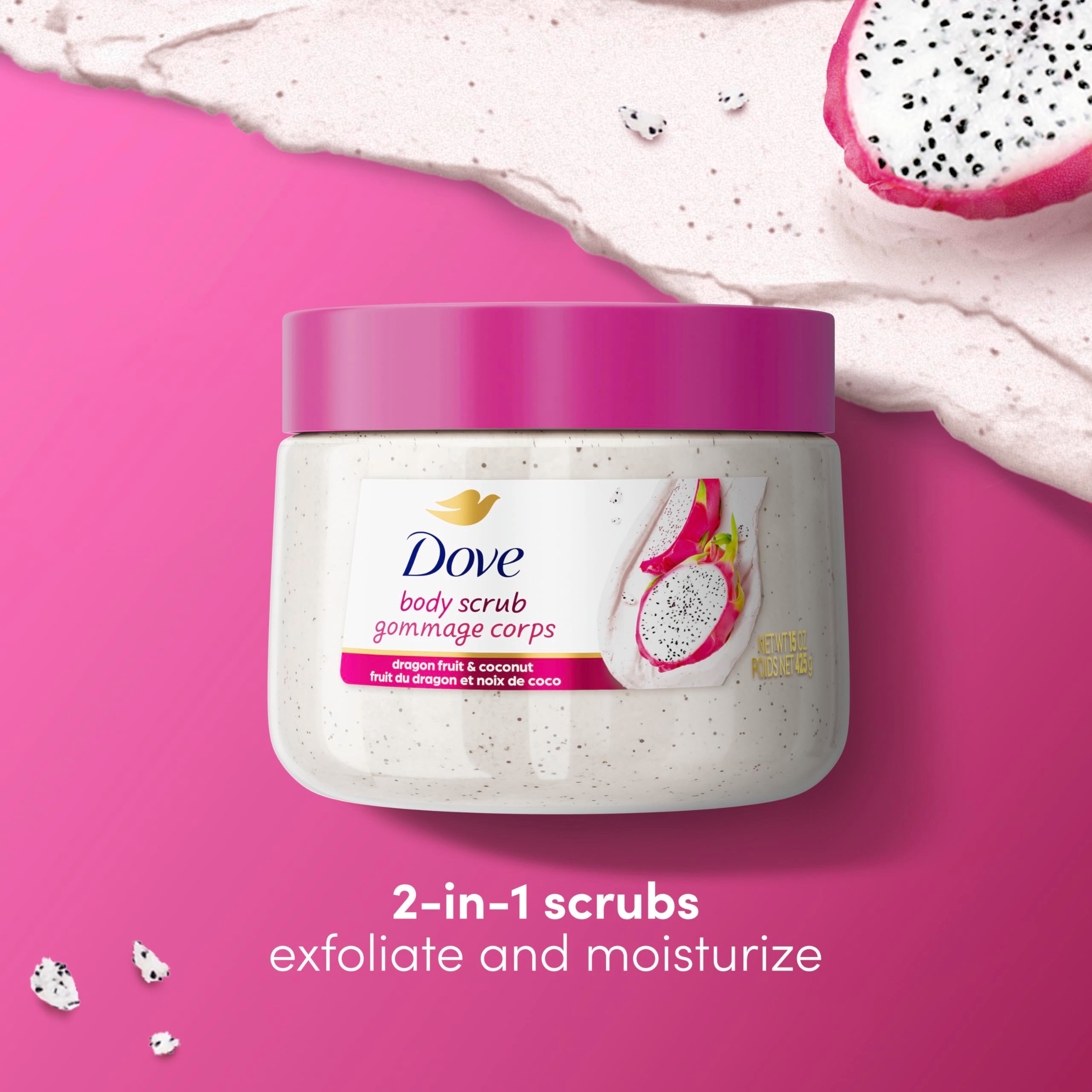 Dove Exfoliante durante la ducha con masaje circular para cobertura cremosa.