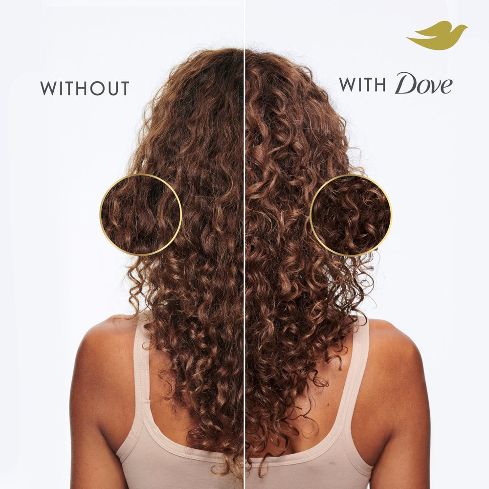 Dove Argan Oil & Repair conditioner bottle paired with shampoo for complete care.