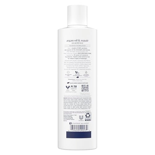 Dove Argan Oil & Repair shampoo pump enables easy application for daily use.