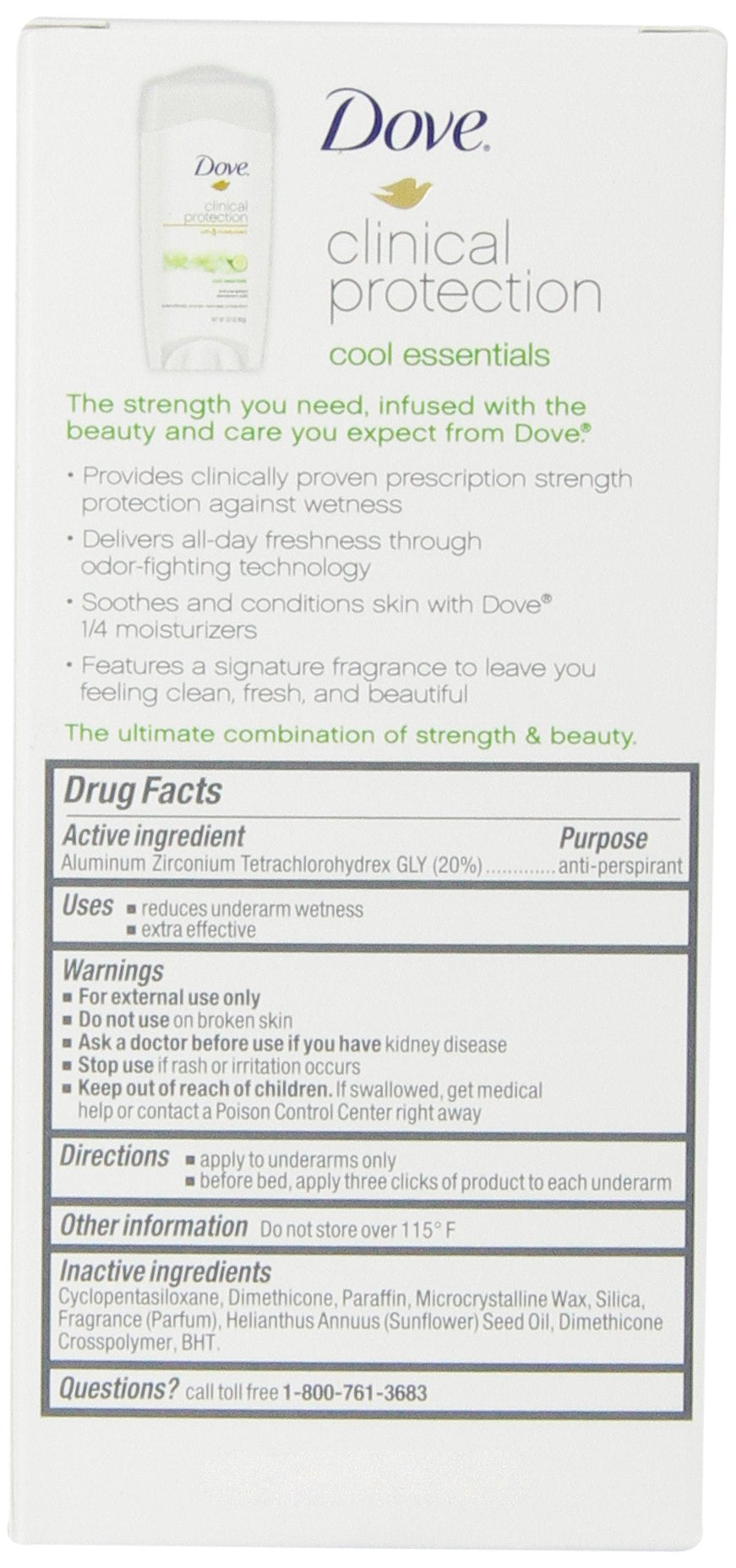 Aroma de pepino y té verde de Dove Desodorante, sensación fresca durante el uso.