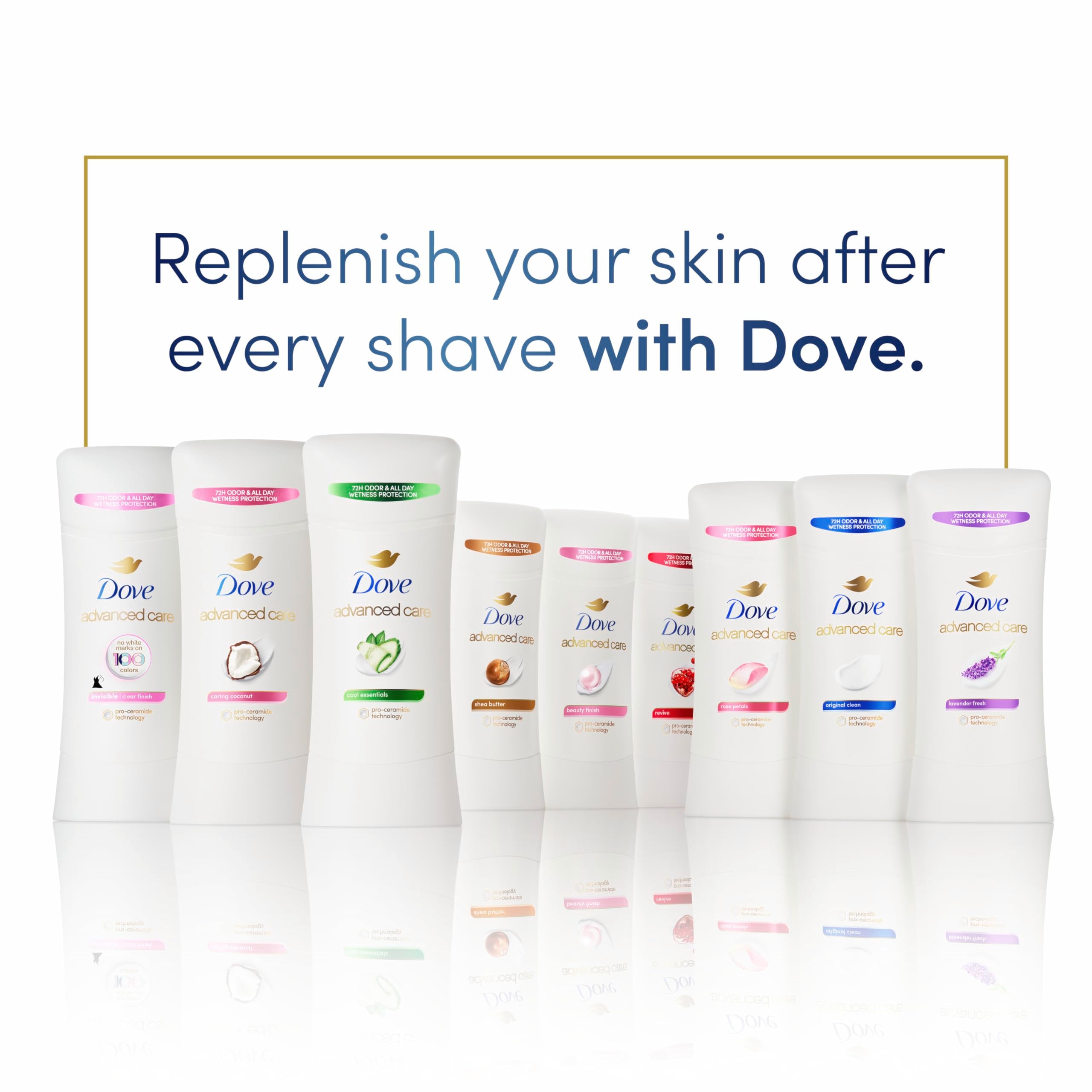Dove Advanced Care aplicación suave y rápida en axilas