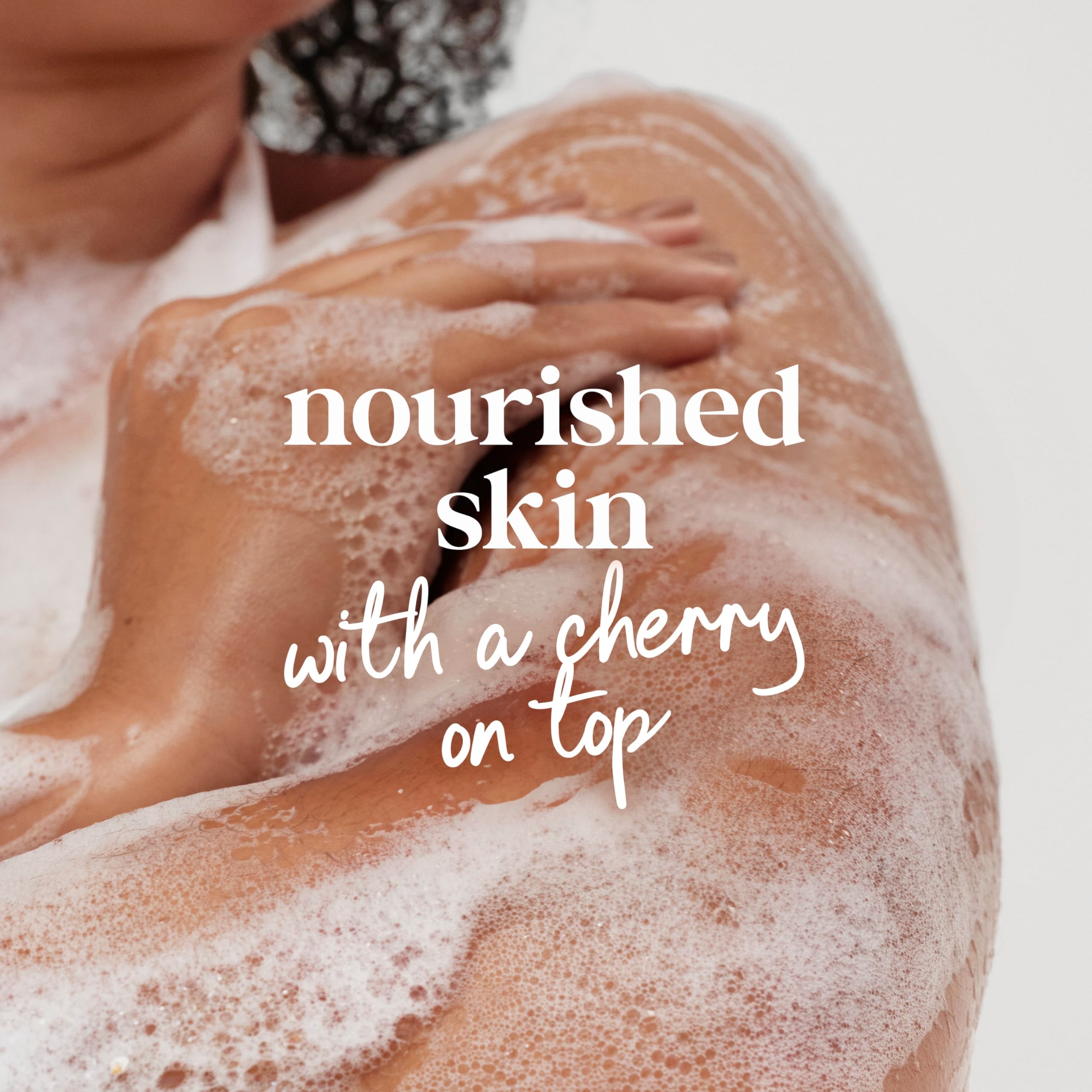 Aroma de cereza y chía en Dove gel de ducha Revitalizante.