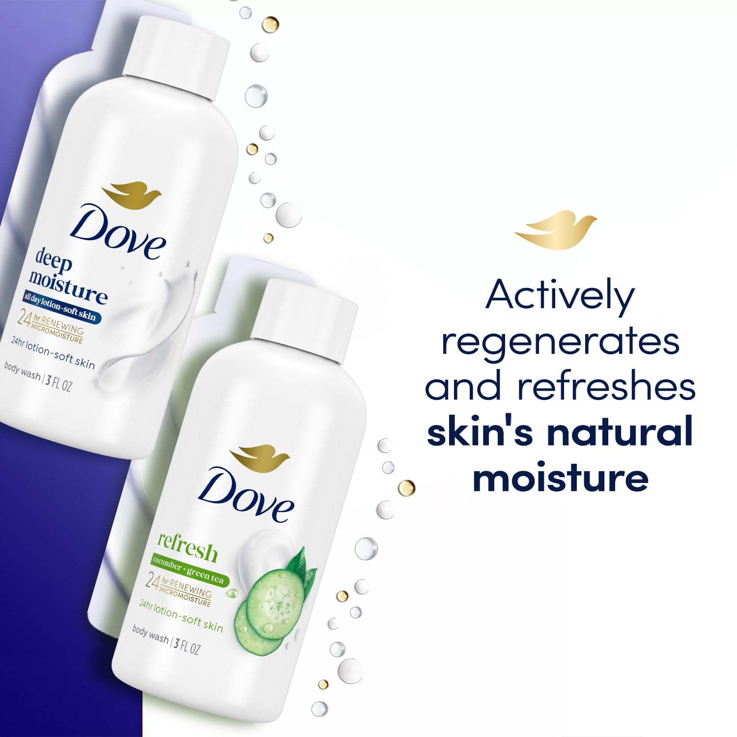 Dove Bano Cuerpo Lipidos y glicerina para nutrición suave.