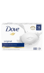 Dove moisturizing bar 16 bars pack showing daily hydration
