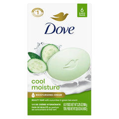 Dove barra belleza Humectación Fresca con pepino y té verde para piel fresca.