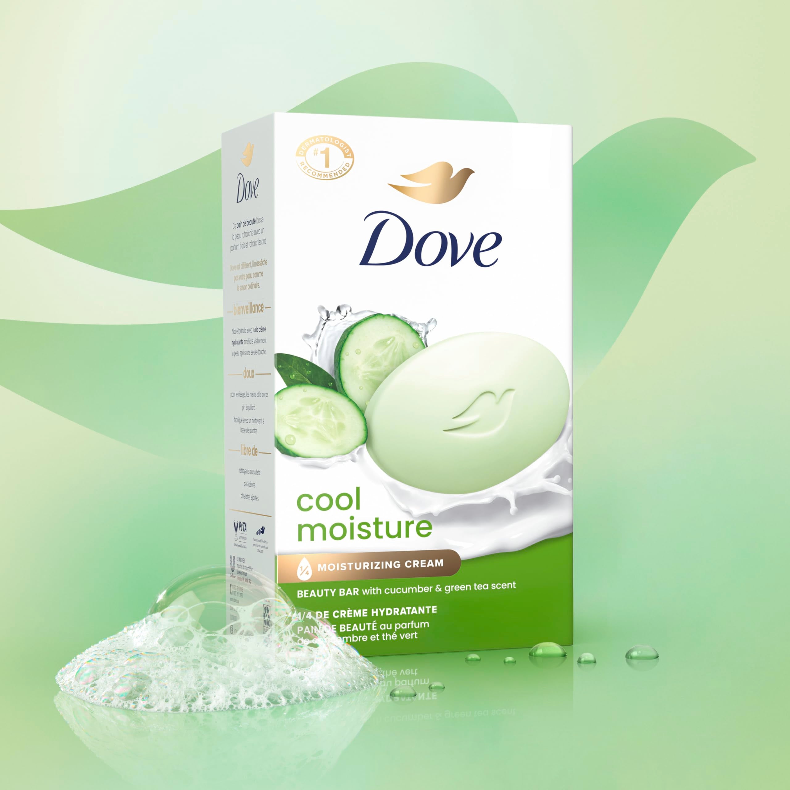 Dove barra belleza espuma lujosa que forma una crema suave.