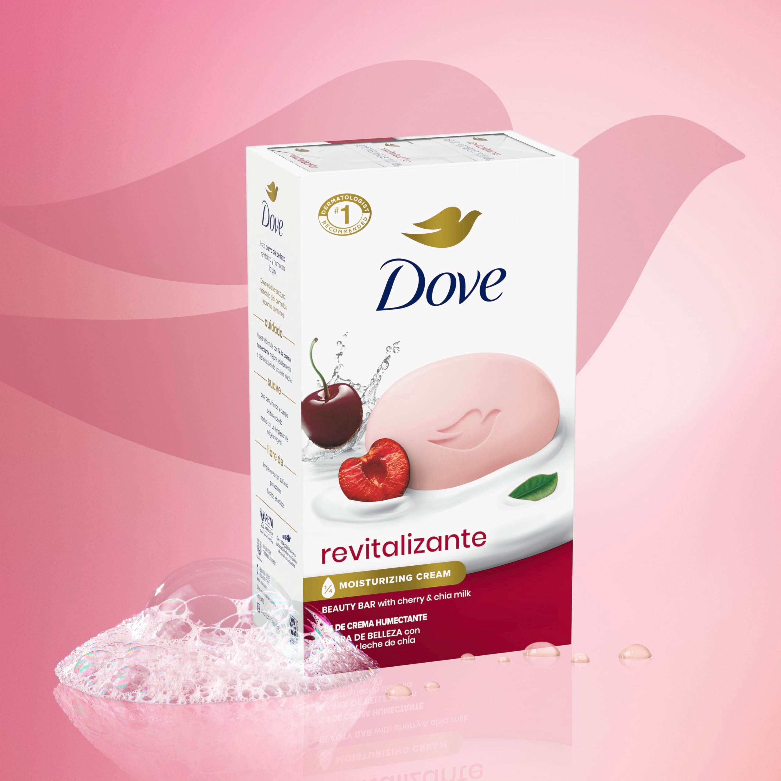 Dove Beauty Bar con pH balanceado y limpieza suave para la piel.