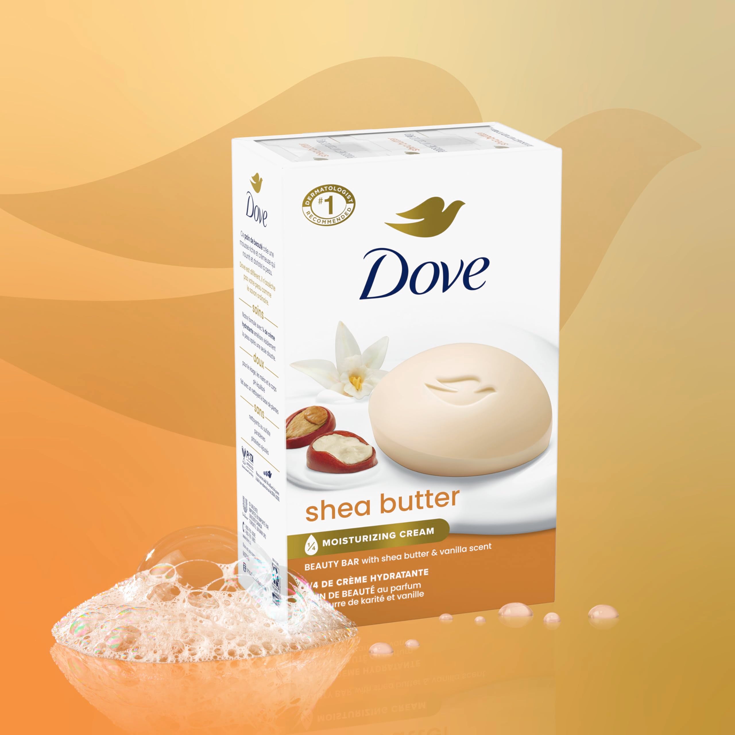 Dove Barra de Belleza Shea Manteca: aroma a vainilla suave durante la ducha.