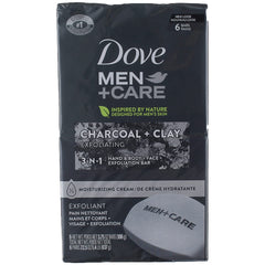 Jabón Dove Men+Care Elements carbón y arcilla para limpieza profunda del cuerpo y la cara.