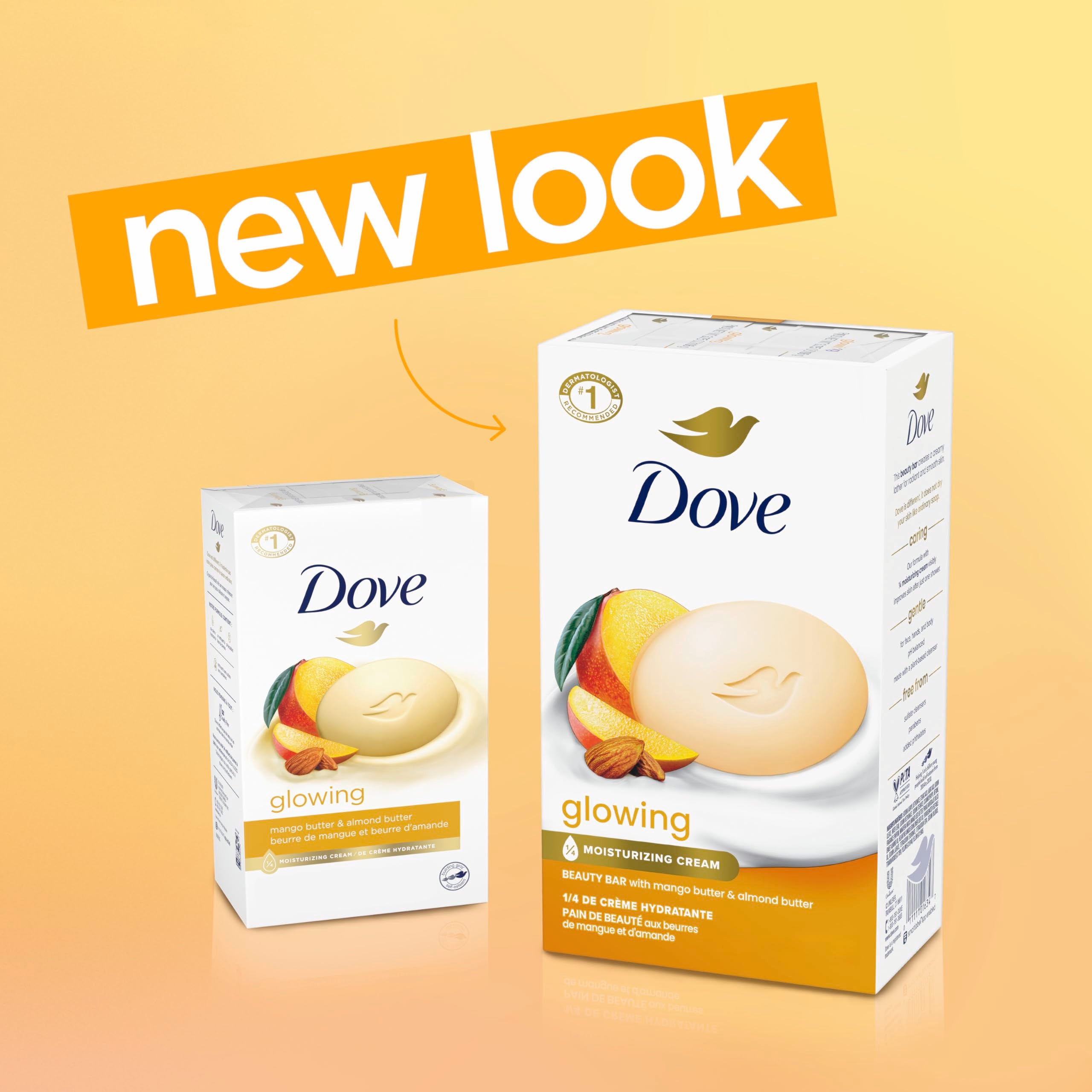 Dove Jabón equilibrio-pH para limpieza suave sin resecar la piel.