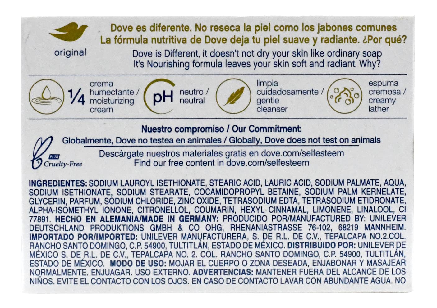 Dove Beauty Bar Close-up texture demonstrates mild cleansing action
