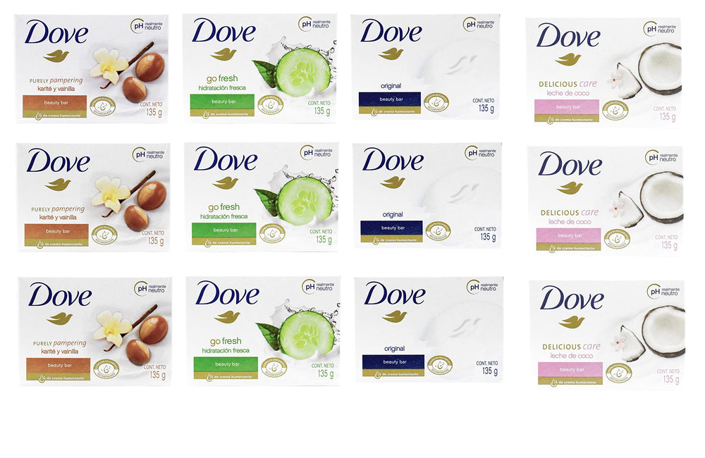 Inside-box view of Dove Beauty Bar Variety Pack with four scents for daily cleansing