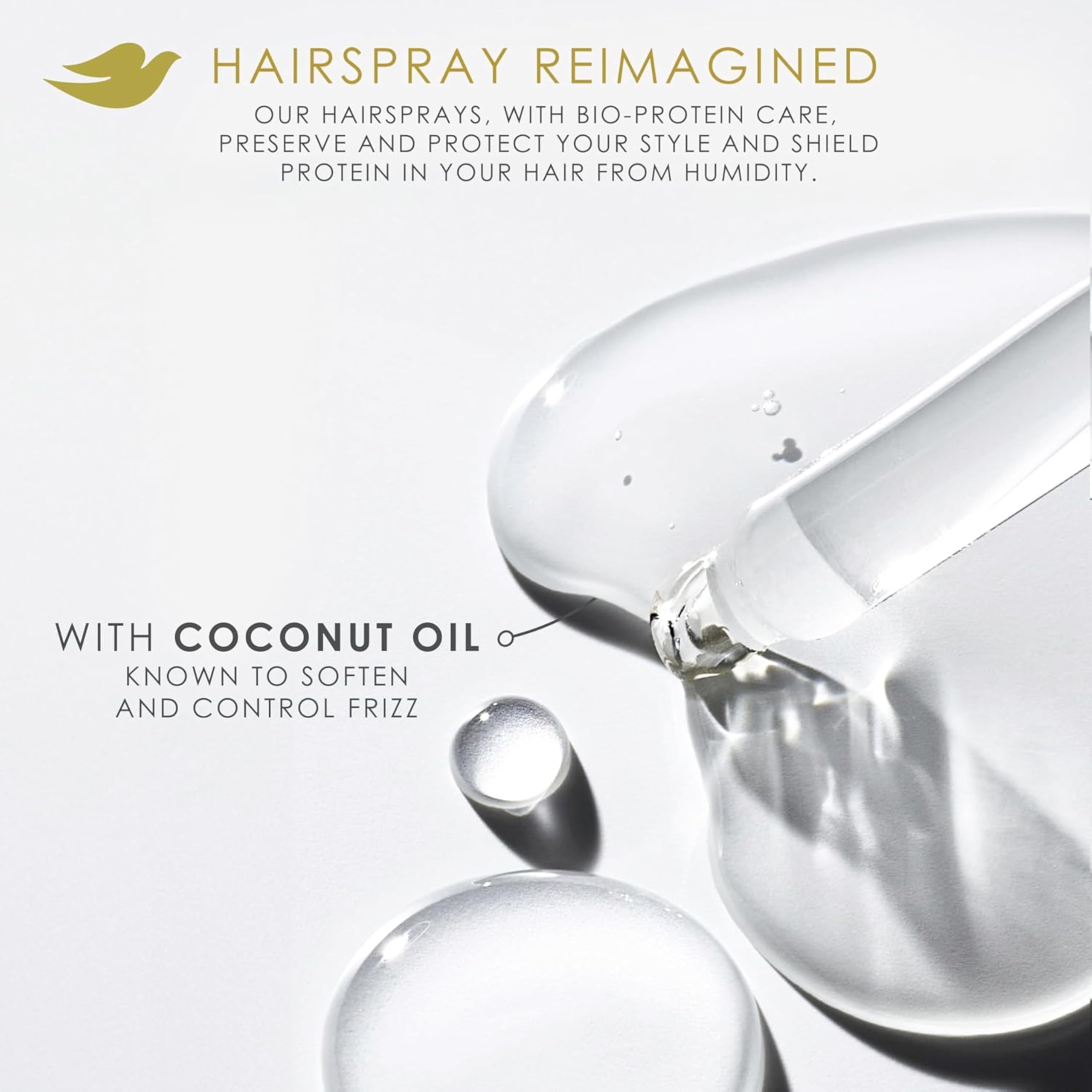 Dove bio-protein-care spray protects hair from environmental stresses.