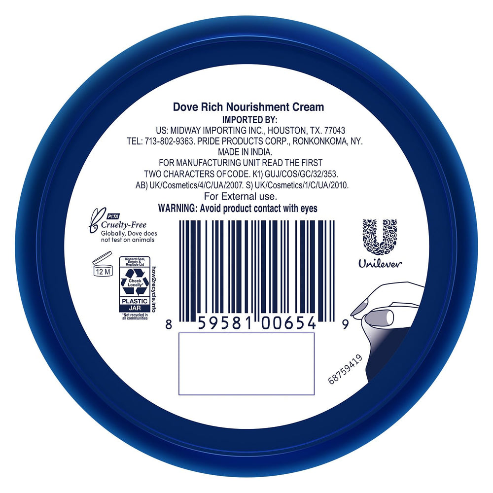 Dove Body Love crema Nutritiva para manos, uso suave que suaviza las manos secas.