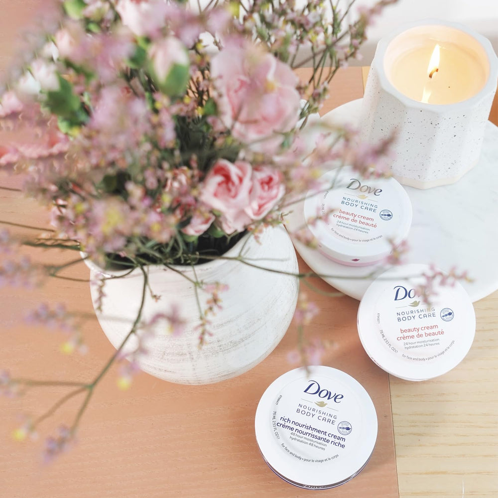 Dove Body Love crema en rostro y cuerpo, absorción rápida sin grasa para piel cómoda.